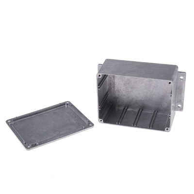 RS PRO Silver Die Cast Aluminium Enclosure, Flanged, Silver Lid, 139.8 x 89.7 x 55.2mm