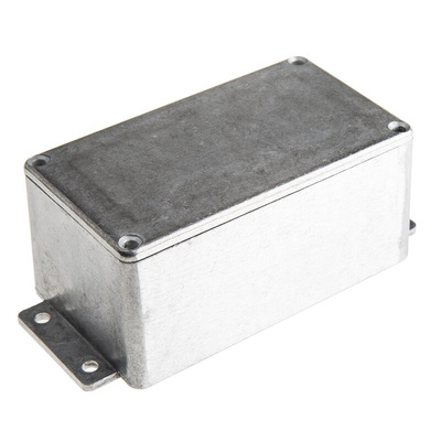 RS PRO Silver Die Cast Aluminium Enclosure, Flanged, Silver Lid, 139.6 x 63.8 x 55mm