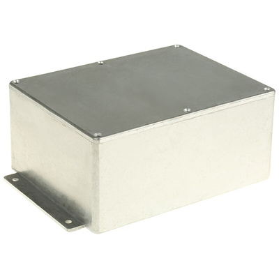 RS PRO Silver Die Cast Aluminium Enclosure, Flanged, Silver Lid, 194.8 x 127.4 x 76.3mm