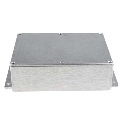 RS PRO Silver Die Cast Aluminium Enclosure, Flanged, Silver Lid, 201.7 x 121.2 x 55.3mm