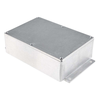 RS PRO Silver Die Cast Aluminium Enclosure, Flanged, Silver Lid, 201.7 x 121.2 x 55.3mm