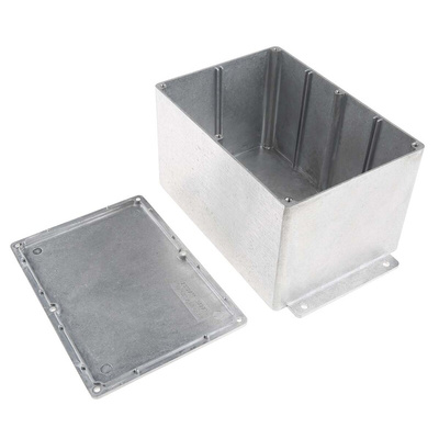 RS PRO Silver Die Cast Aluminium Enclosure, Flanged, Silver Lid, 201.7 x 121.2 x 105.4mm