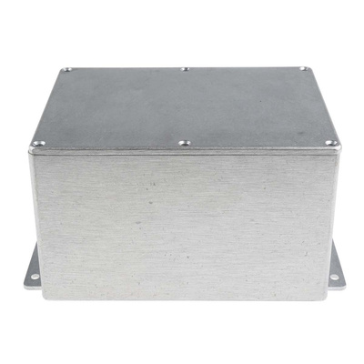 RS PRO Silver Die Cast Aluminium Enclosure, Flanged, Silver Lid, 201.7 x 121.2 x 105.4mm