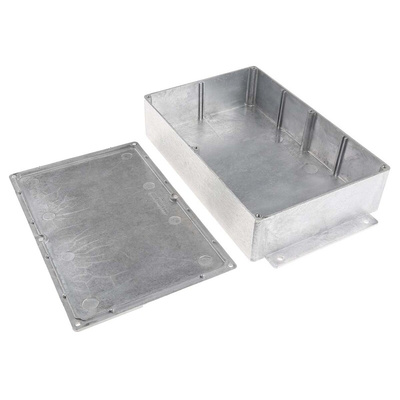 RS PRO Silver Die Cast Aluminium Enclosure, Flanged, Silver Lid, 252 x 146.1 x 55.5mm