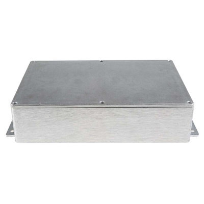 RS PRO Silver Die Cast Aluminium Enclosure, Flanged, Silver Lid, 252 x 146.1 x 55.5mm