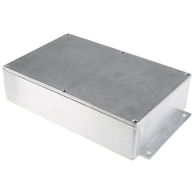 RS PRO Silver Die Cast Aluminium Enclosure, Flanged, Silver Lid, 252 x 146.1 x 55.5mm