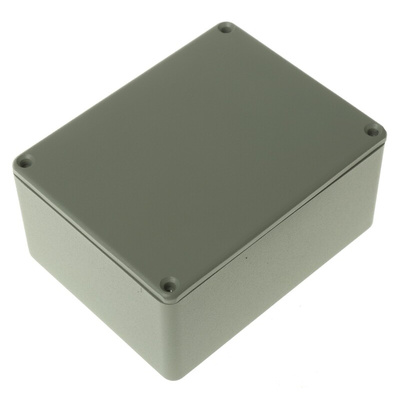 RS PRO Grey Die Cast Aluminium Enclosure, Grey Lid, 114.7 x 89.7 x 55.1mm