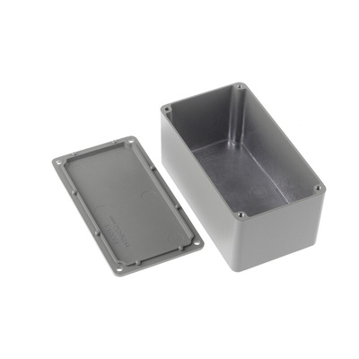 RS PRO Grey Die Cast Aluminium Enclosure, Grey Lid, 114.4 x 63.7 x 55.1mm