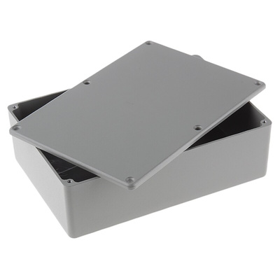 RS PRO Grey Die Cast Aluminium Enclosure, Grey Lid, 171.9 x 120.9 x 55mm