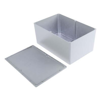 RS PRO Grey Die Cast Aluminium Enclosure, Grey Lid, 222.2 x 146 x 106.5mm