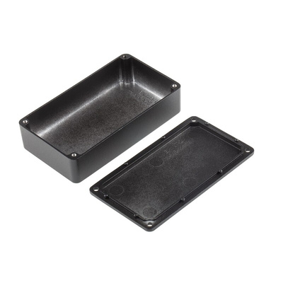 RS PRO Black Die Cast Aluminium Enclosure, Black Lid, 114.5 x 63.6 x 30.3mm