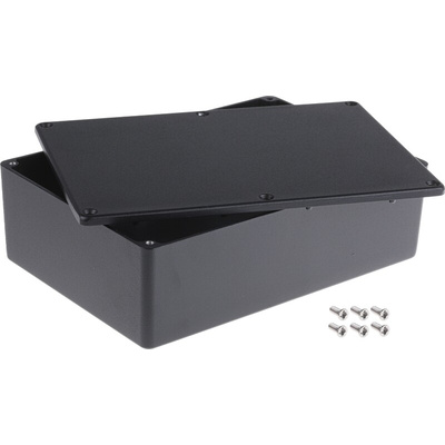 RS PRO Black Die Cast Aluminium Enclosure, Black Lid, 171.9 x 120.9 x 55mm