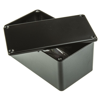 RS PRO Black Die Cast Aluminium Enclosure, Black Lid, 114.4 x 63.7 x 55.1mm