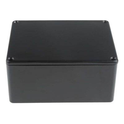 RS PRO Black Die Cast Aluminium Enclosure, Black Lid, 114.7 x 89.7 x 55.1mm