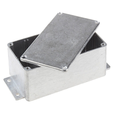 RS PRO Silver Die Cast Aluminium Enclosure, IP65, Flanged, Silver Lid, 139.6 x 63.8 x 55mm