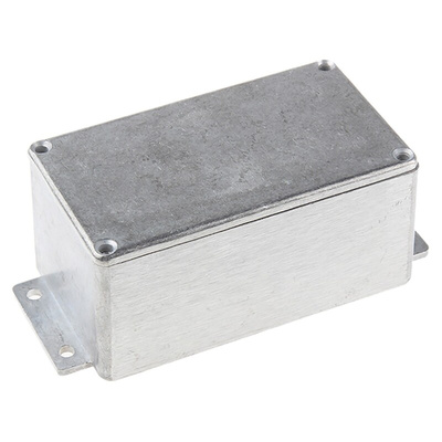 RS PRO Silver Die Cast Aluminium Enclosure, IP65, Flanged, Silver Lid, 139.6 x 63.8 x 55mm