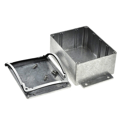 RS PRO Silver Die Cast Aluminium Enclosure, IP65, Flanged, Silver Lid, 139.8 x 89.7 x 55.2mm