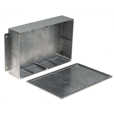 RS PRO Silver Die Cast Aluminium Enclosure, IP65, Flanged, Silver Lid, 252 x 146.1 x 55.5mm
