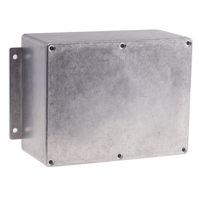 RS PRO Silver Die Cast Aluminium Enclosure, IP65, Flanged, Silver Lid, 184.8 x 127.4 x 76.3mm