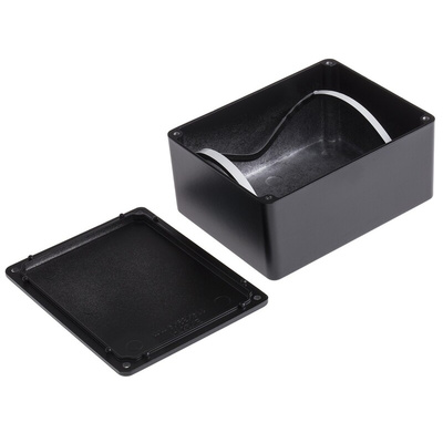RS PRO Black Die Cast Aluminium Enclosure, IP66, Black Lid, 114.7 x 89.7 x 55.1mm