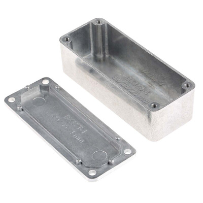 RS PRO Silver Die Cast Aluminium Enclosure, Silver Lid, 89.1 x 35 x 30.3mm