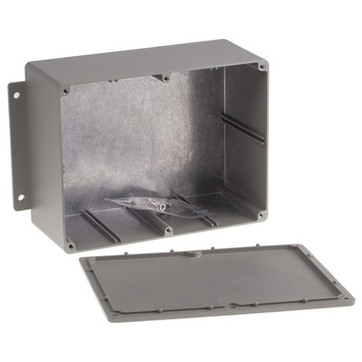 RS PRO Grey Die Cast Aluminium Enclosure, IP67, Flanged, Grey Lid, 165.3 x 127.2 x 77.5mm