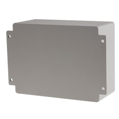 RS PRO Grey Die Cast Aluminium Enclosure, IP67, Flanged, Grey Lid, 165.3 x 127.2 x 77.5mm