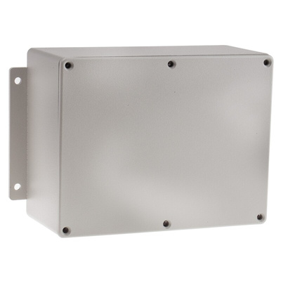 RS PRO Grey Die Cast Aluminium Enclosure, IP67, Flanged, Grey Lid, 165.3 x 127.2 x 77.5mm