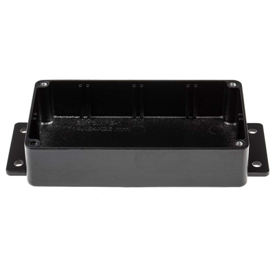 RS PRO Black Die Cast Aluminium Enclosure, IP66, Flanged, Black Lid, 139.7 x 63.8 x 30mm