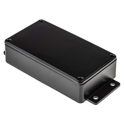 RS PRO Black Die Cast Aluminium Enclosure, IP66, Flanged, Black Lid, 139.7 x 63.8 x 30mm