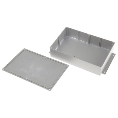 RS PRO Grey Die Cast Aluminium Enclosure, IP66, Flanged, Grey Lid, 252 x 146.1 x 55.5mm