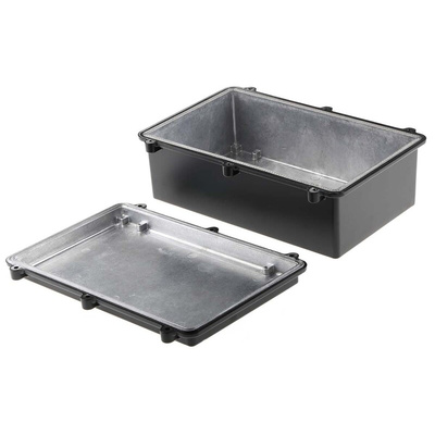 RS PRO Black Die Cast Aluminium Enclosure, IP67, Black Lid, 274 x 173 x 100mm