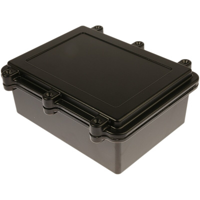 RS PRO Black Die Cast Aluminium Enclosure, IP67, Black Lid, 200 x 150 x 75mm