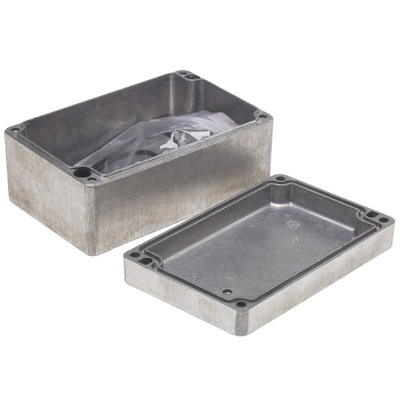RS PRO Silver Die Cast Aluminium Enclosure, IP66, Silver Lid, 125 x 80 x 57mm