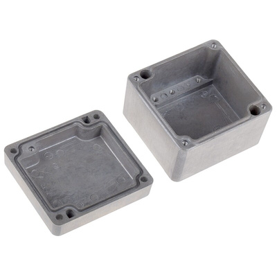 RS PRO Silver Die Cast Aluminium Enclosure, IP66, Silver Lid, 75 x 80 x 57mm