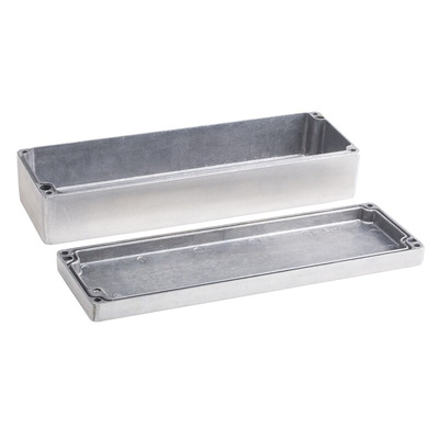 RS PRO Silver Die Cast Aluminium Enclosure, IP66, Silver Lid, 250 x 80 x 55mm