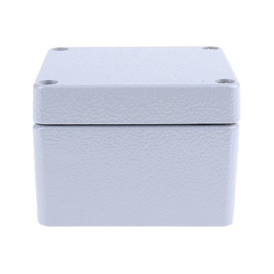RS PRO Grey Die Cast Aluminium Enclosure, IP66, Grey Lid, 75 x 80 x 57mm