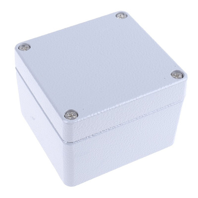 RS PRO Grey Die Cast Aluminium Enclosure, IP66, Grey Lid, 75 x 80 x 57mm