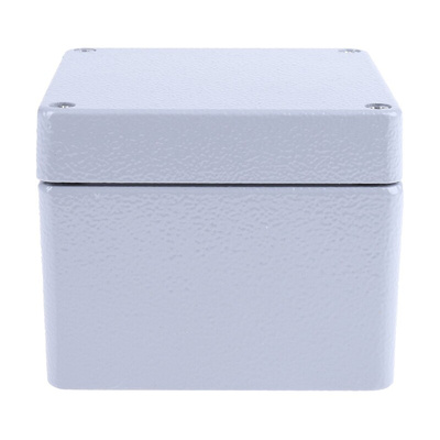 RS PRO Grey Die Cast Aluminium Enclosure, IP66, Grey Lid, 100 x 100 x 81mm