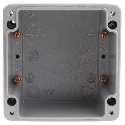 RS PRO Grey Die Cast Aluminium Enclosure, IP66, Grey Lid, 100 x 100 x 81mm