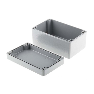 RS PRO Grey Die Cast Aluminium Enclosure, IP66, Grey Lid, 160 x 100 x 81mm
