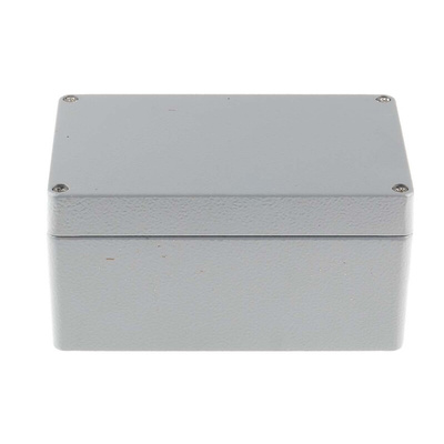 RS PRO Grey Die Cast Aluminium Enclosure, IP66, Grey Lid, 160 x 100 x 81mm