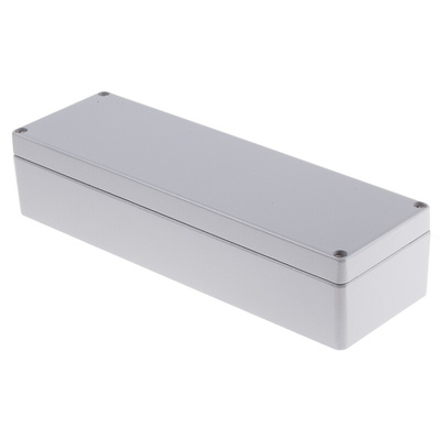 RS PRO Grey Die Cast Aluminium Enclosure, IP66, Grey Lid, 250 x 80 x 57mm