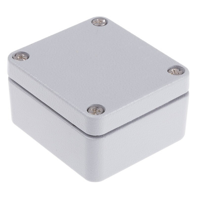 RS PRO Grey Die Cast Aluminium Enclosure, IP66, Grey Lid, 58 x 64 x 34mm