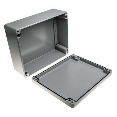 RS PRO Grey Die Cast Aluminium Enclosure, IP66, Grey Lid, 280 x 230 x 110mm