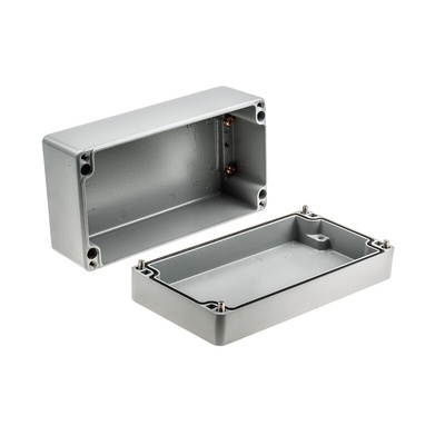 RS PRO Grey Die Cast Aluminium Enclosure, IP66, Grey Lid, 220 x 120 x 90mm