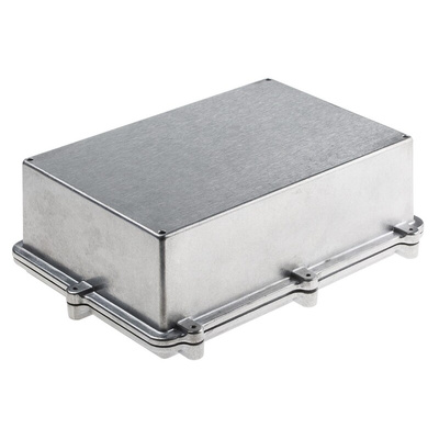 RS PRO Silver Aluminium Enclosure, IP67, Silver Lid, 262 x 182 x 90mm