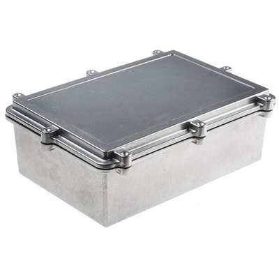 RS PRO Silver Aluminium Enclosure, IP67, Silver Lid, 262 x 182 x 90mm