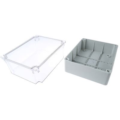 RS PRO Grey ABS Enclosure, IP55, Grey Lid, 210 x 160 x 260mm