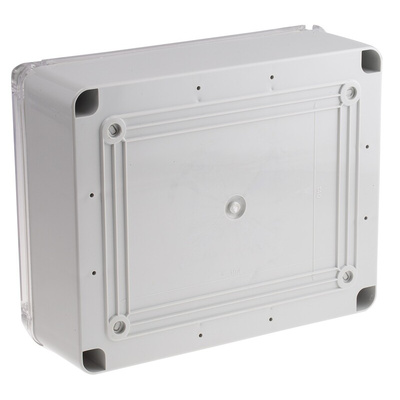 RS PRO Grey ABS Enclosure, IP55, Clear Lid, 210 x 95 x 260mm